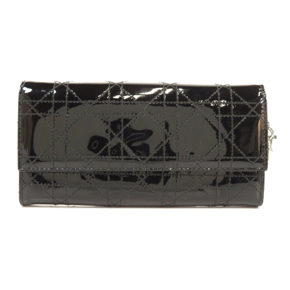Christian Dior Long Wallet Coin Purse Coated Leather